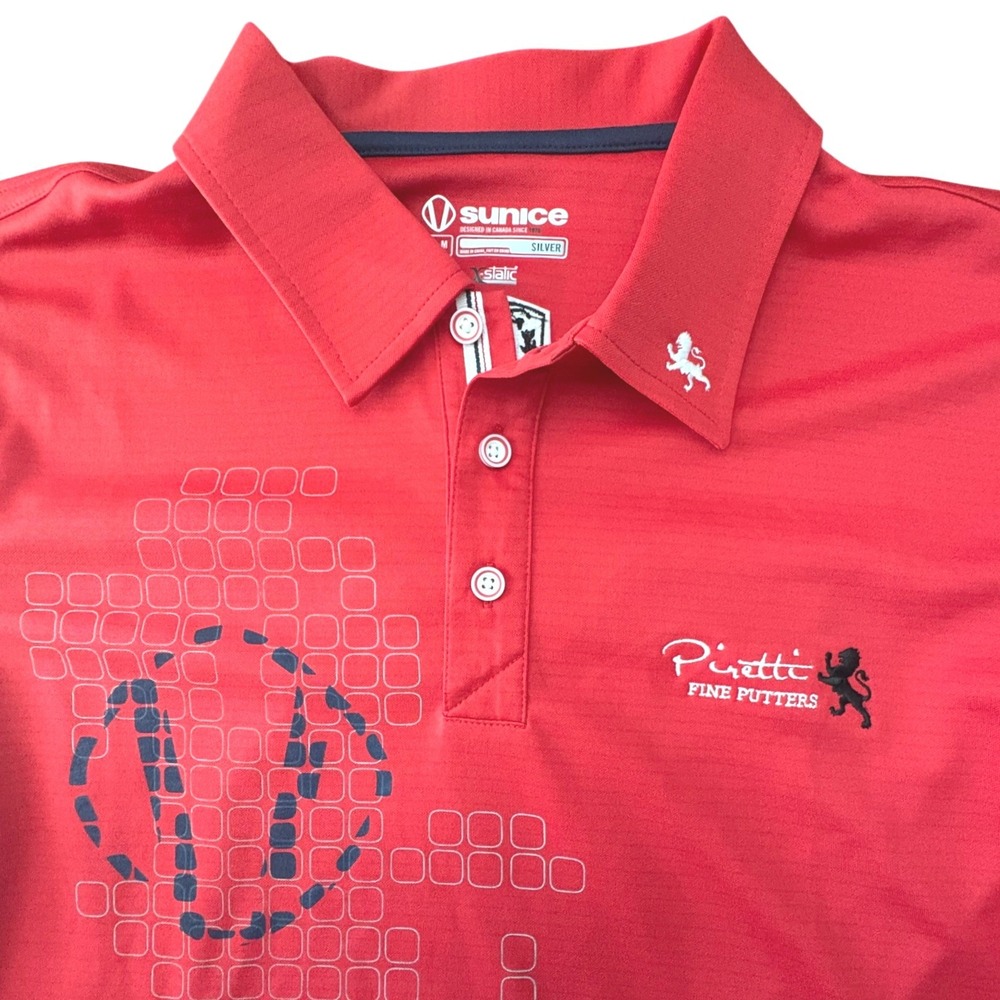 Sunice Silver X-Static Piretti Fine Putters Mens Performance Golf Polo Medium